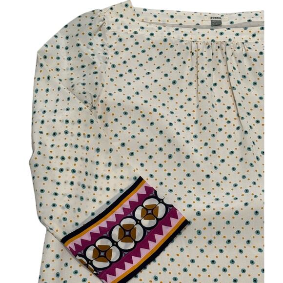 FOSSIL 100% SILK DRESS BOHO PRINT w/LINING WOMENS SZ L LARGE - Picture 3 of 5